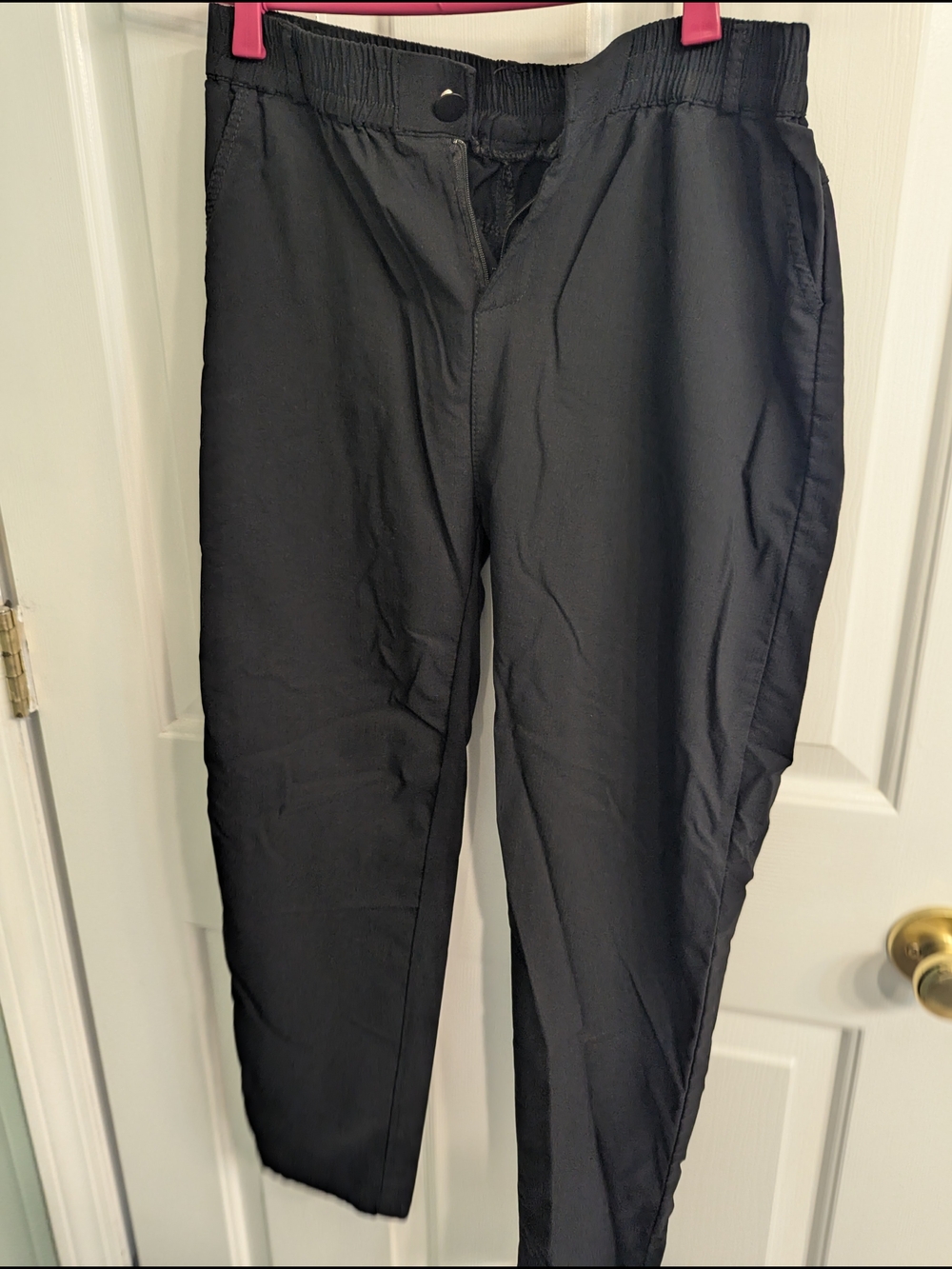 Boy's Black Casual Elastic-Waist Pants